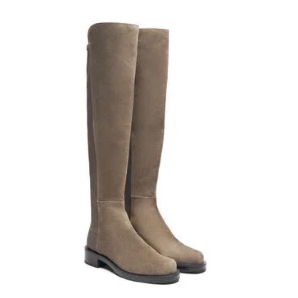 New Stuart Weitzman 5050 Bold Over The Knee Boot Grey Suede Sz 5.5